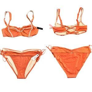 Victoria’s Secret NWT Orange Shimmer Bikini Boho Rave Festival Beach Resort Wear